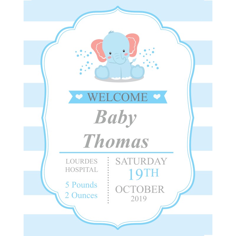 Baby boy birth record print template